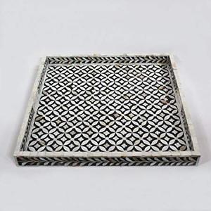 Handmade MOP Sea <strong>Shell</strong> Tray Mother Pearl Inlay Tray for Serving Breakfast Food Fruit Coffee &amp; Tea Natural Crafts for Ramadan - Product Image 1