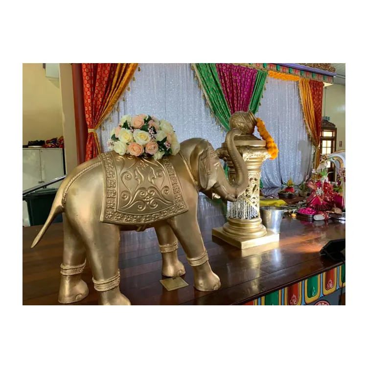 Elefantes de fibra resistentes e majestosos para decoração de casamento, design moderno e tradicional de qualidade premium, uso Mandap
