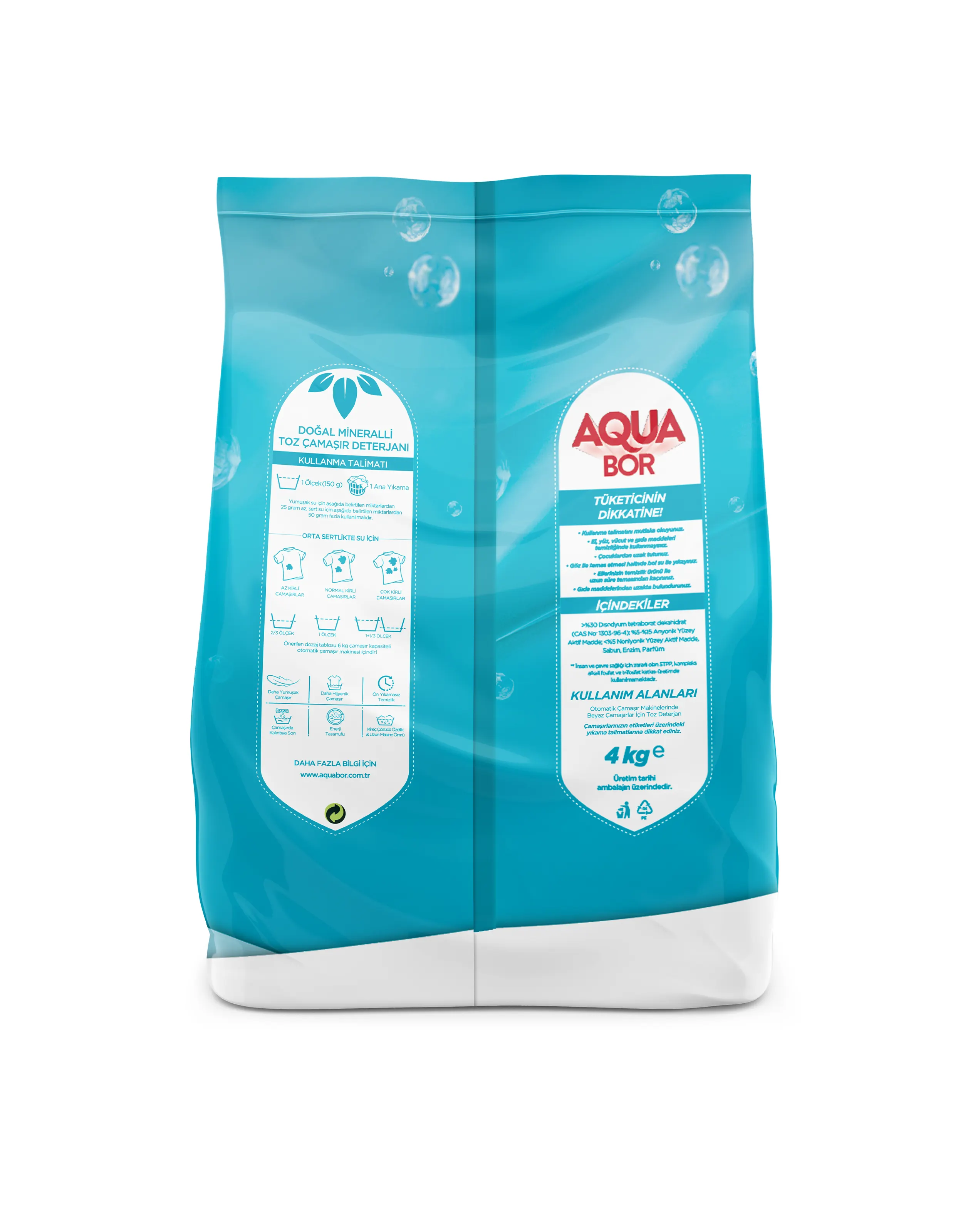 Aqua Bor Natuurlijk Mineraal Poeder Wasmiddel Met 80% Boorgehalte Voor Wit Wasgoed 4Kg 26 Wasbeurten