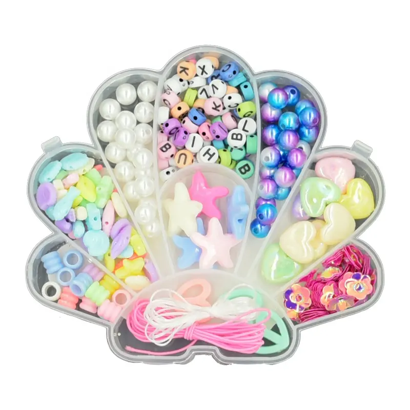 Conchas de plástico acrílico para niños, letras del alfabeto, sirena, perlas de imitación, bricolaje, Kit DE FABRICACIÓN de pulseras, gran oferta