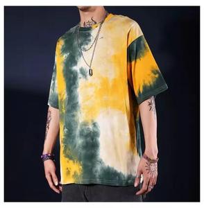 オリジナリティストリートウェア半袖タイダイTシャツ男性用ホットニューヒップホップ服ジャージーファブリック無地ロゴ柄ブランドなし