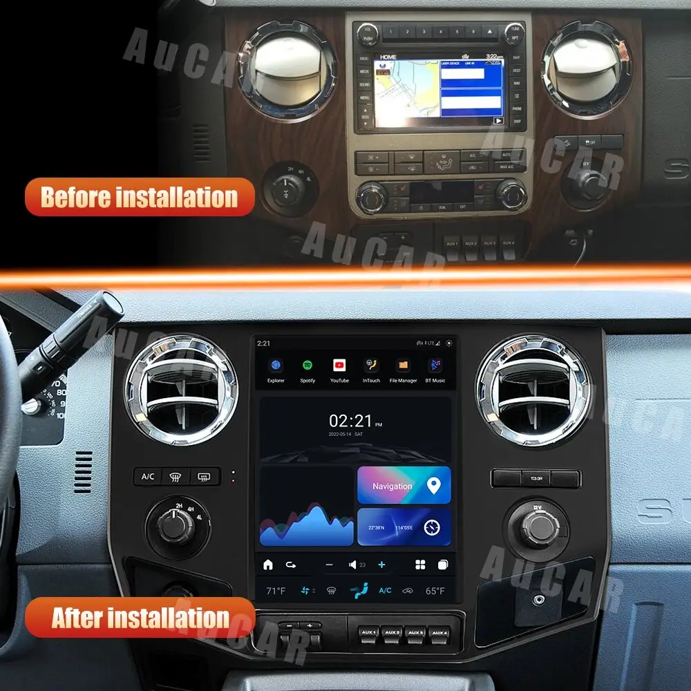 AuCar 12.1 "Android 11 Car Multimedia lettore DVD schermo Tesla Car GPS Head Unit autoradio per Ford F250/F350/F450/F650 2010-2016