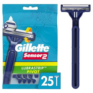 Gillette Sensor2ピボットヘッド使い捨てかみそり男性25カウント電力ホーム屋外ホテル使用ドイツ語洗える