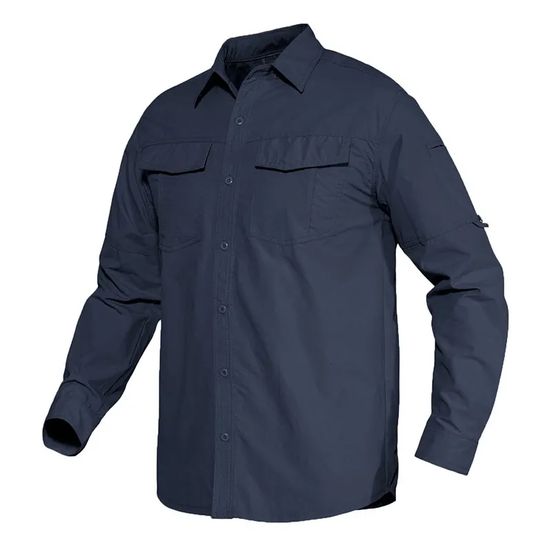 Pakaian manufaktur kemeja taktis polos untuk pria kaus kargo cepat kering nilon pakaian kerja kaus memancing kasual lengan panjang