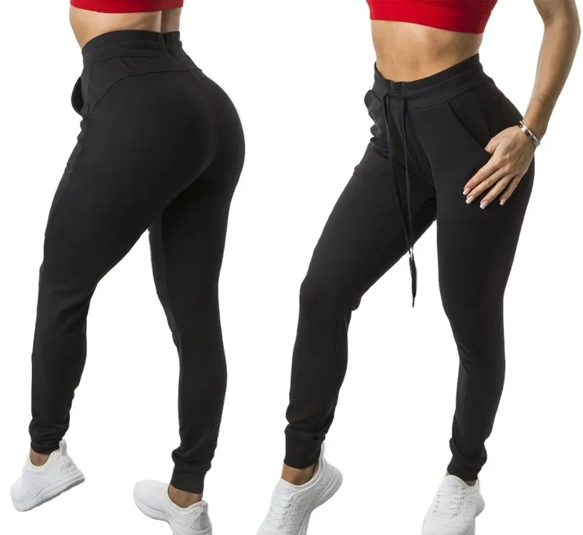 OEM benutzer definierte Logo Brief gedruckt Baumwolle Unisex Outfits Jogging hose Damen Jogger Sport lässig Joggen Trainings hose Frauen schwarz