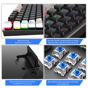 LEAVEN K550 siyah beyaz klavye ile 104 tuşları kırmızı eksen Pbt Pc bilgisayar oyun Usb kablolu ışık Led oyun mekanik klavye - Product Image 4