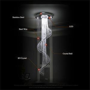 Modern lüks kristal avize uzaktan kumanda büyük dubleks yapı lamba Villa otel lobisinde merdiven boşluğu için Loft kolye ışıkları - Product Image 4