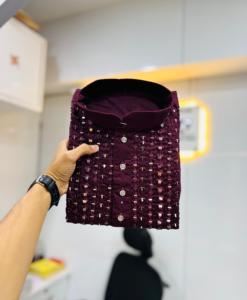 最新设计师服装高按需软丝库尔塔棉裤，带真镜手工设计，颈部全球出口商