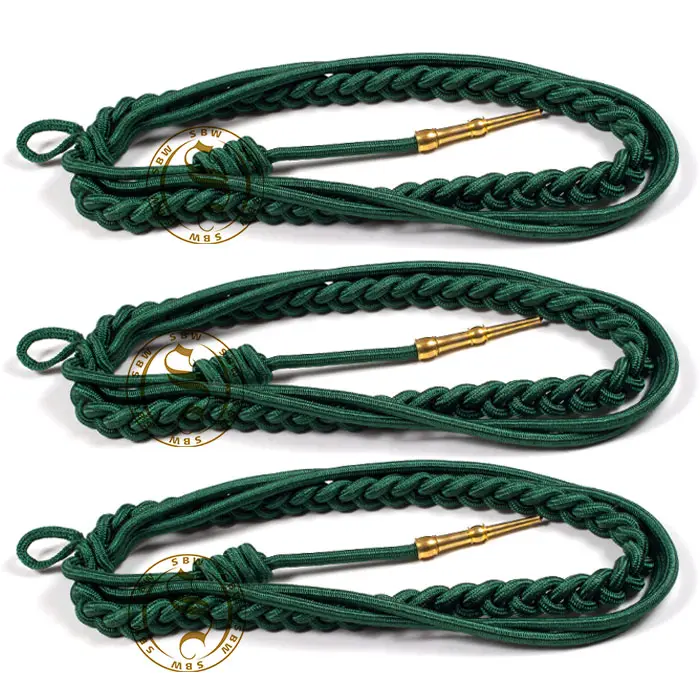 Meilleure vente cordon aiguillette d'épaule Citation vert pointe unique | Cordon aiguillette vert uniforme nautique de haute qualité