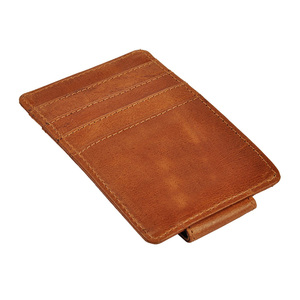 Cartera personalizada de piel de vaca con clip para dinero, cartera vintage multifuncional para tarjetas con patrón de cocodrilo - Product Image 2