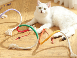 Cuerda de algodón de lino interactivo de 70cm, juguete para gatos, resistente a mordeduras y hierba gatera, accesorio de Limpieza de dientes seguro para gatos - Product Image 5