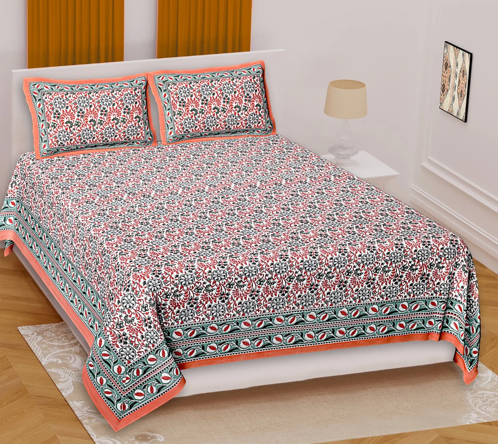 Bedding Set with Comforter Bed Sheet King Size Bedsheets Luxury Colorful Floral Pattern Embroidered Bed Cover