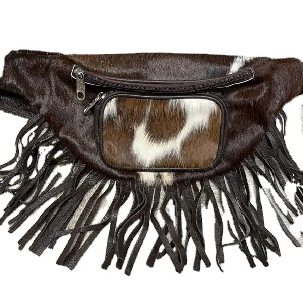Marsupio in vera pelliccia di vacchetta in stile occidentale borsa laterale con capelli fatti a mano Boho moda occidentale borsa a tracolla di vendita calda in vera pelle