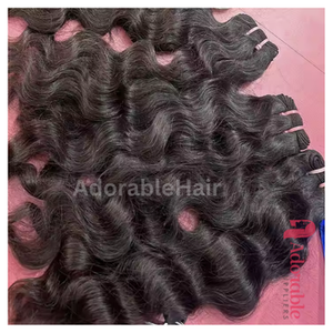 ナチュラルカラーブラック女性用ディープウェーブレミーヘアエクステンションバージン処理なしバンドルインド製格安マシン二重横糸人間 - Product Image 2