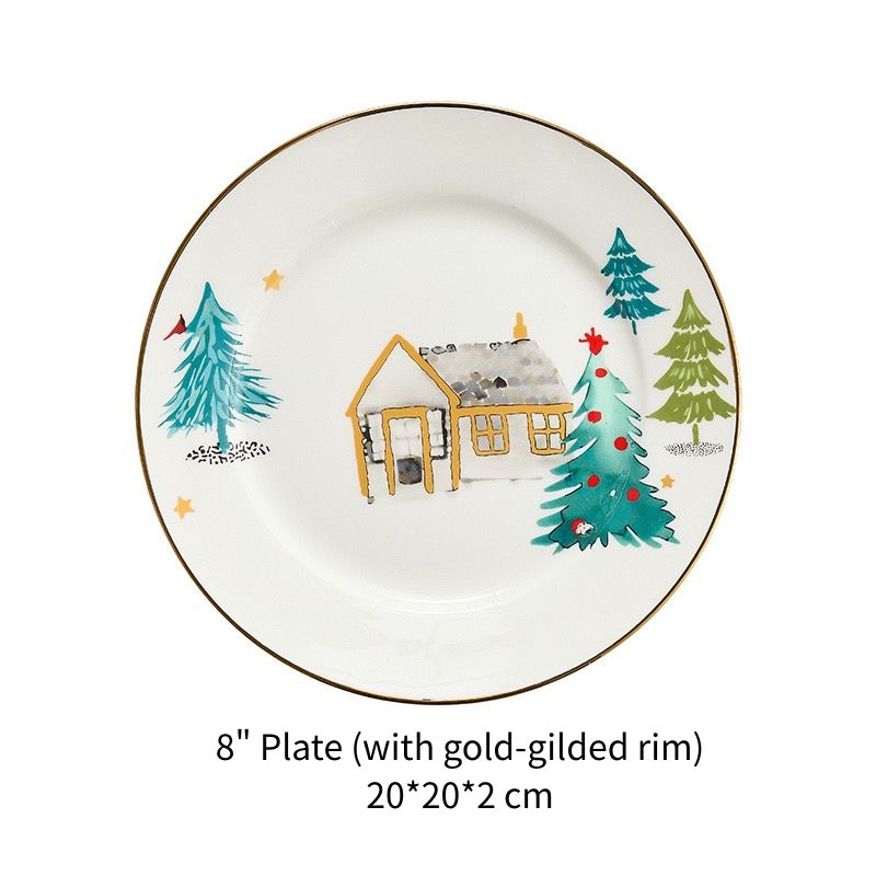 8" Plate (with gold-gilded rim)
