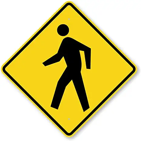 Señal de advertencia para cruce de personas, señal de cruce de personas de tráfico de alta calidad, adecuada para pasarelas, negocios, estacionamiento y zonas escolares