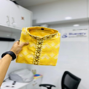 最新设计师服装现代风格高按需迷人柔软J卡真丝库尔塔裤带脖子设计工作印度供应商 - Product Image 1