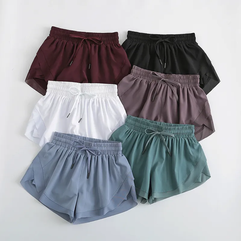 Pantalones cortos transpirables para mujer, con cordón en la cintura, de secado rápido, con bolsillos, sexy