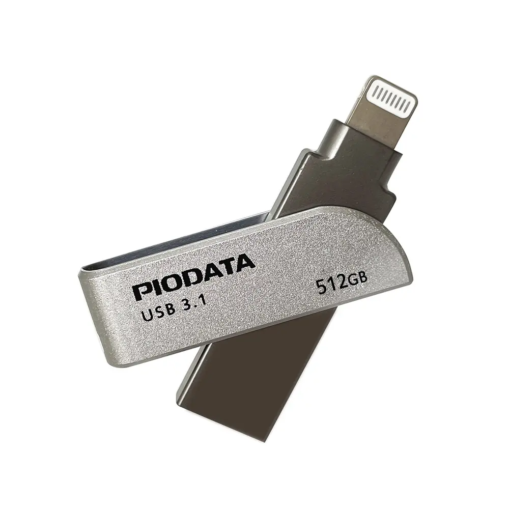 PioData iXflash 512G usado para iPhone iPad Flash Pen Drive USB 3,1 Apple MFi Certified Lightning Connector Memoria de almacenamiento externo