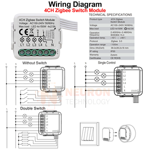 Tuya ZigBee 1/2/3/4ギャングスマートライトスイッチモジュールスマートライフ/Tuyaワイヤレスリモコン - Product Image 5