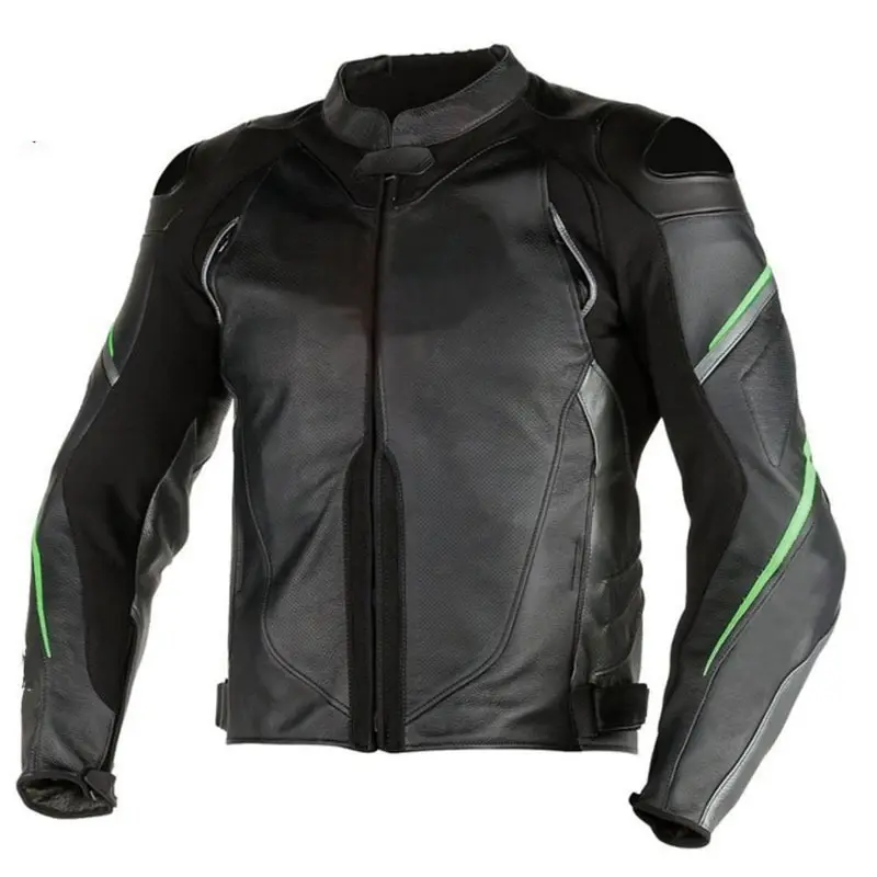 Jaket kulit asli untuk pria, jaket kulit balap motor bergaya Vintage bahan kulit asli untuk pria