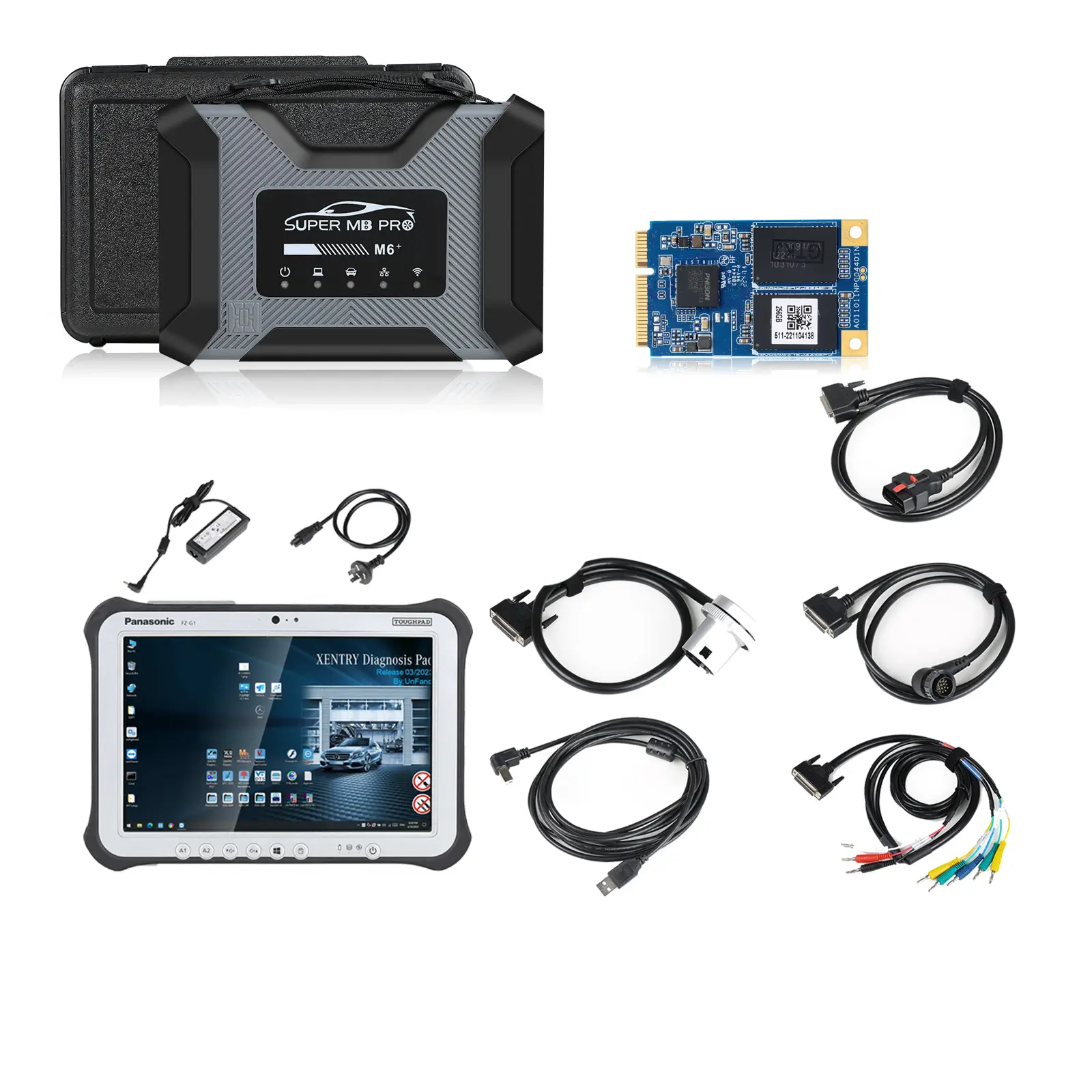 Escáner de diagnóstico SUPER MB PRO M6 +, versión completa, DoIP, MB, todos los Cables, aptos para camiones y coches con tableta con SSD 2023G, 256