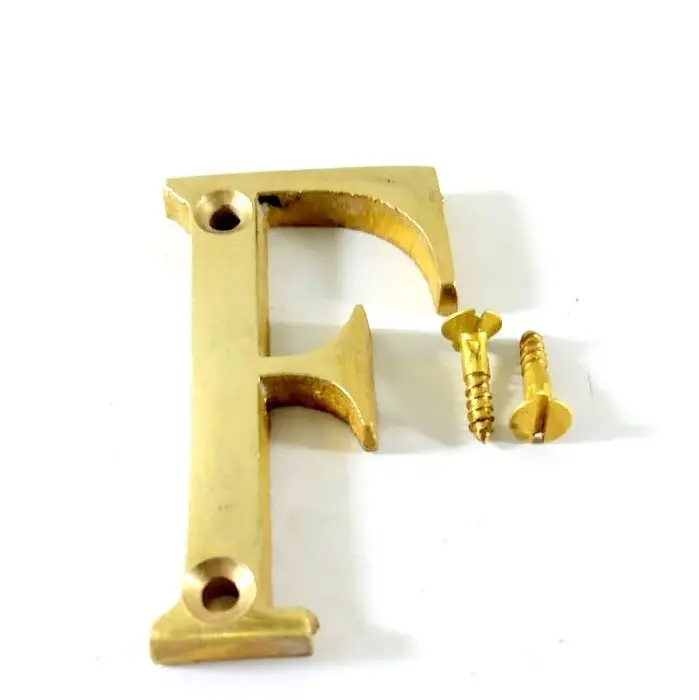 Alfabeto de letras mayúsculas de latón, fabricante indio para pared, letras decorativas, números de Casa personalizados para la exportación