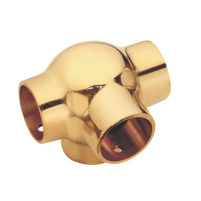 Manufacturer 4 Sided Tee Connector Handrail Railing Fitting Elbow Brass Items Brass Ball Fittings Railing Decorative Hardware