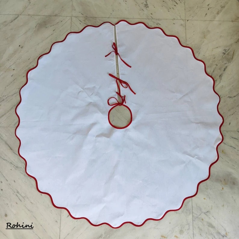 White with Red Scalloped