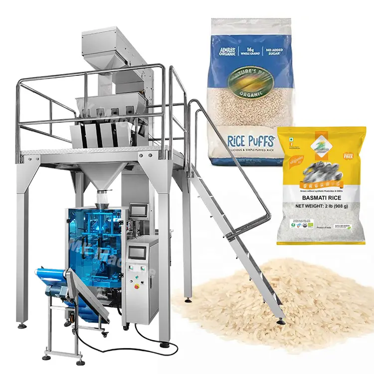 ماكينة تغليف الأرز في أكياس وحافظات من Gusset ماكينة تغليف الأرز بسعر أوتوماتيكي بالكامل بسعة 1 كجم و2 كجم وتعمل عمودياً على شكل أكياس