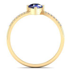 REYES 925 ayar gümüş Moissanite alyans kadınlar 0.75Ct armut kesim mavi safir taş 18K altın fabrika fiyat