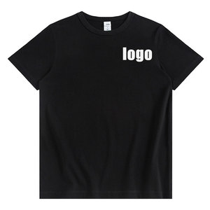 เสื้อยืดแขนสั้นผ้าคอตตอนพิมพ์โลโก้สีดำ100% สำหรับผู้ชาย