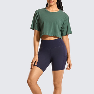 カスタマイズ<span class=keywords><strong>2025</strong></span>デザインレディース無地クロップトップTシャツ女性クロップトップスブランククロップトシャツ