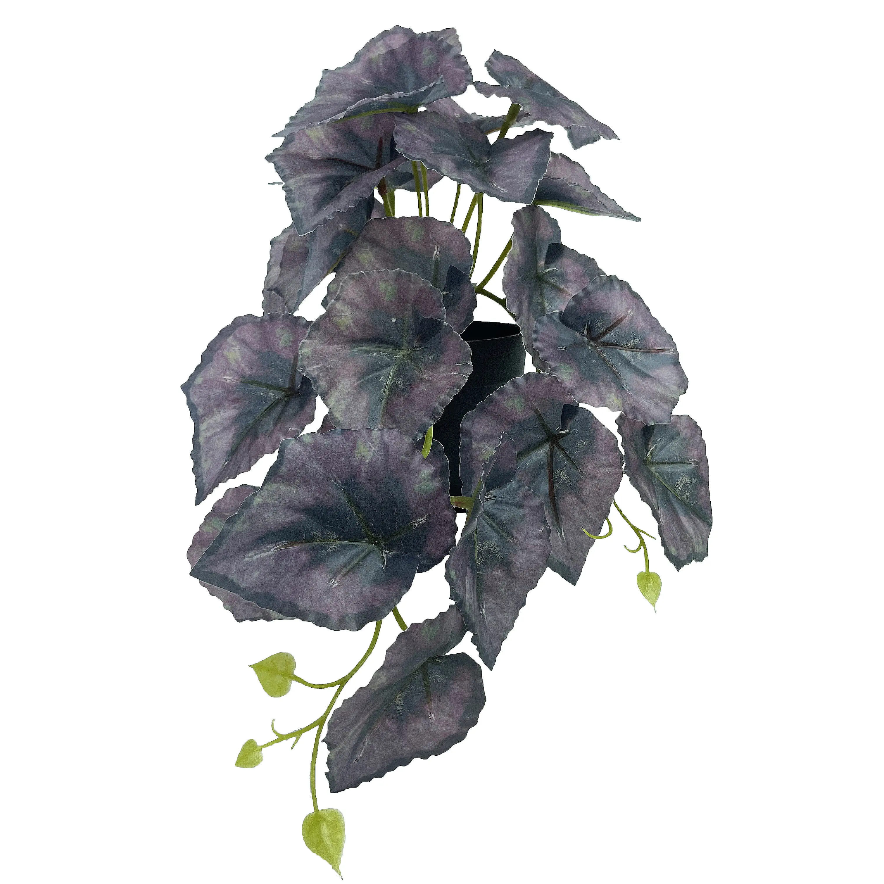 Vente en gros 29CM22Clusters Artificielle Crooked Purple Begonia Leaves With Potted Houseplant Wall Flower Arrangement Home Decoration