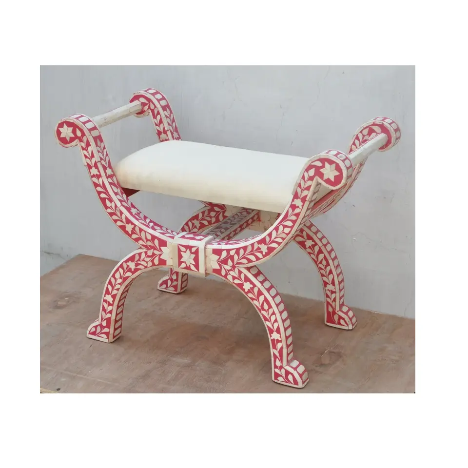 Klassieke Houten Romeinse Stoel Met Bone Inlay Werk Premium Kwaliteit Bone Inlay Romeinse Stoelen Voor Thuis En Hotel Uit India