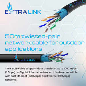 Extralink CAT5E FTP (F/UTP) Outdoor Twisted pair <strong>50M</strong> network <strong>cable</strong> Fast Ethernet as well as Gigabit Ethernet - Product Image 2