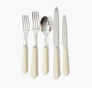 Stainless Steel Bulk Silver Plated With <strong>Red</strong> Rectangular Resin <strong>Handle</strong> <strong>Flatware</strong> Cutlery Set with Flat Modern Salad Server Set - Product Image 4
