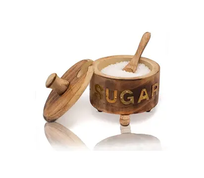Деревянная Чаша Из Натурального Тика в винтажном стиле с крышкой, которая в основном используется для подачи сахара в ресторанах и домашней посуде