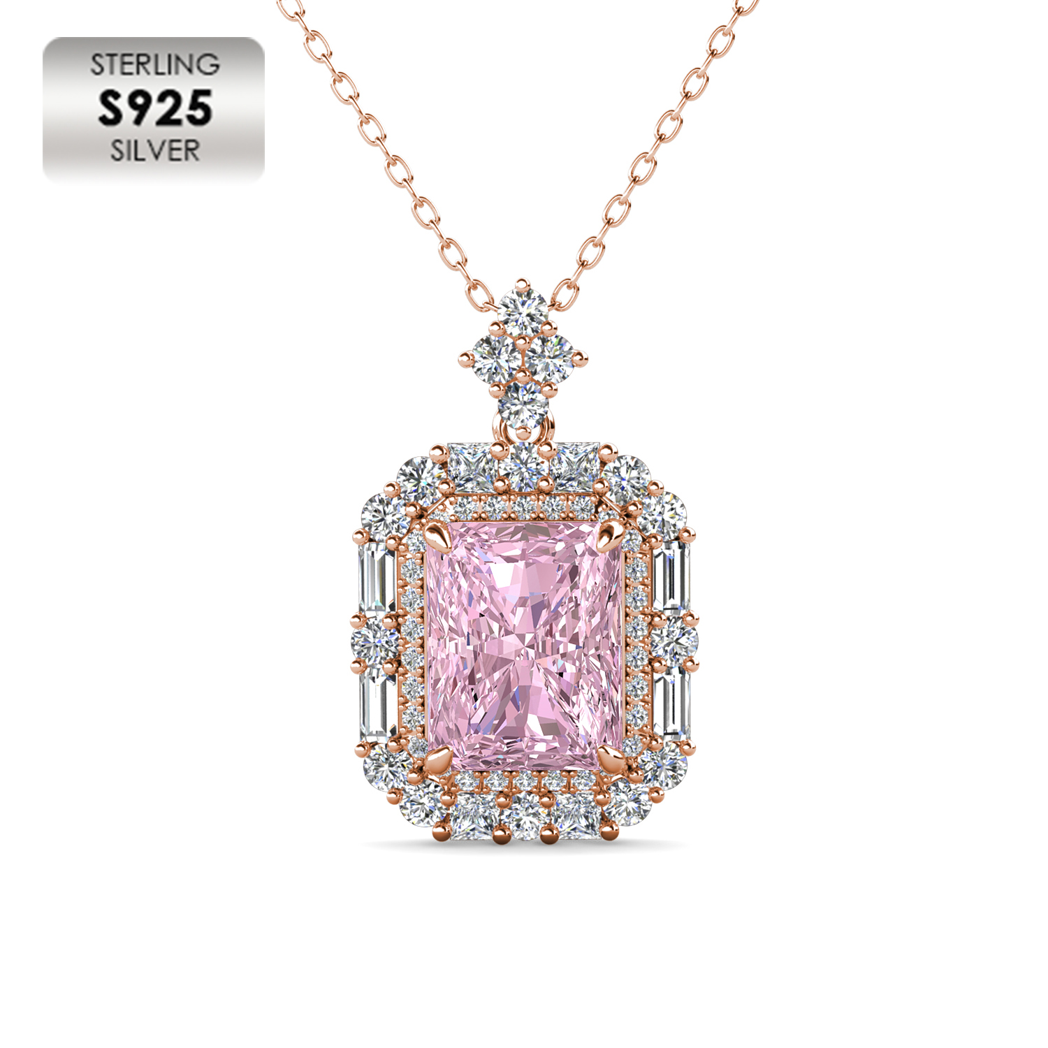 18K Rose Gold Plated Fine Retro Necklace Pink