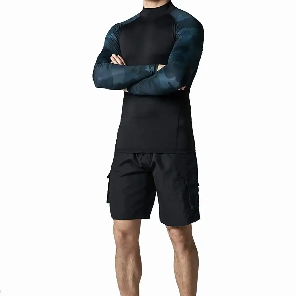 Chaleco de manga larga de secado rápido para hombre, camisa de natación, protección contra sarpullidos, protección UV