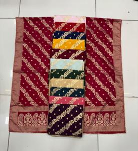 Raghuveer kreasyonlar kadın geleneksel Dupatta Chanderi kumaş zarif dokuma tasarım yumuşak hafif Jari çiçek iş hint - Product Image 4