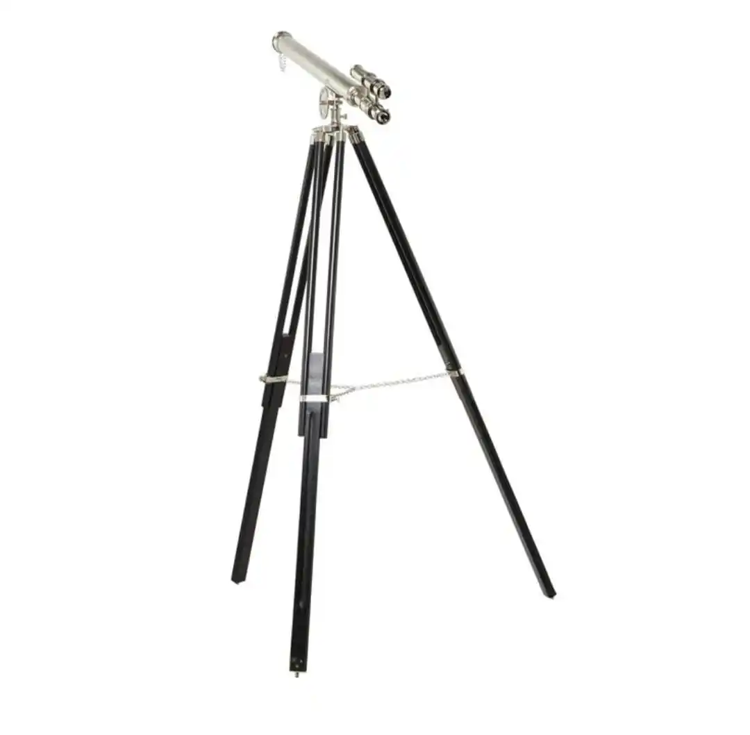 ימי כפול חבית פליז עתיק טלסקופ/מעצב בציר סגנון דקורטיבי טלסקופ עם חצובה Stand/פליז טלסקופ