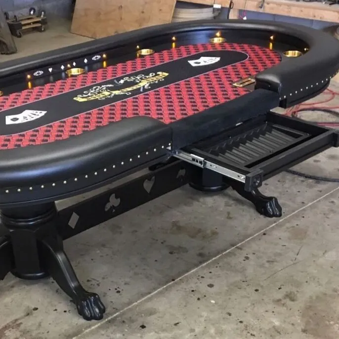 96 polegadas luxo LED pôquer mesa OEM removível casino personalizado tabela V forma Leg Gambbling gaming table