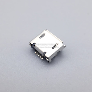 微usb 5p母插座5.9 SMT (表面安装技术) 卷边，带支柱麦克风充电端口连接器微型连接器