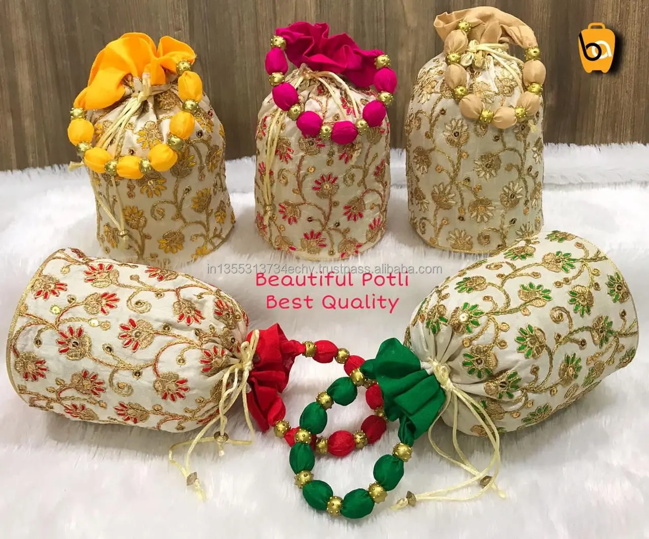 Buatan Tangan Bordir Benang Kerja Etnik Indian Bordir Desain Terbaru Wanita Hadiah Pernikahan Tas Koin Potli Tas