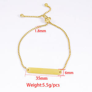 Mới Tùy Chỉnh Cá Nhân Tên Thư Trống Thanh Vòng Đeo Tay Có Thể Điều Chỉnh Chuỗi Hộp Thép Không Gỉ Mạ Vàng Thanh Vòng Đeo Tay - Product Image 4