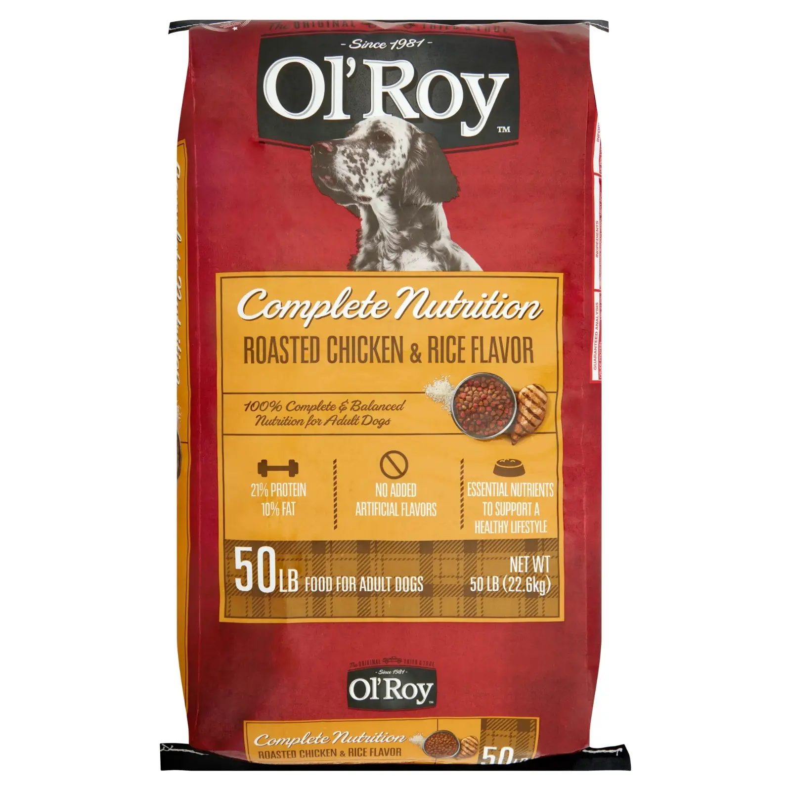 Ol' Roy สมบูรณ์โภชนาการไก่คั่วและข้าวรสอาหารสุนัขแห้ง50ปอนด์
