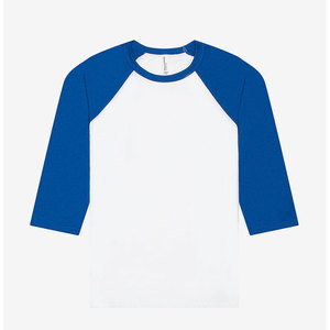 ベラキャンバス3200ユニセックス3/4スリーブベースボールTシャツホワイト/レッド通気性コントラスト3/4スリーブモダンフィットとクルーネックTシャツ
