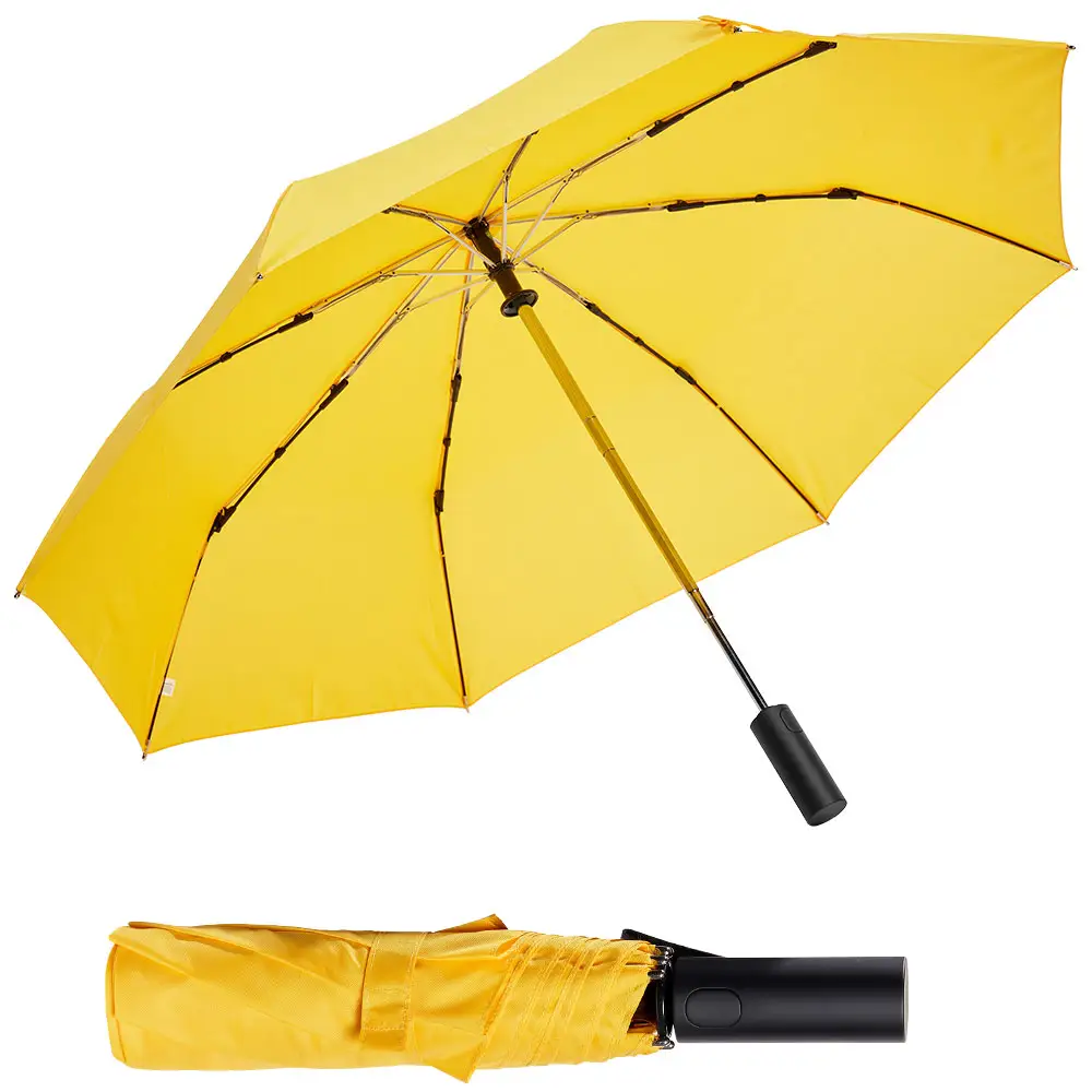 Oferta especial Paraguas de viaje triple totalmente automatizado Premium en colores gris y negro con descuento del 12%