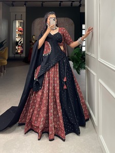 Latest Masterpiece of Navratri Collection. Dress up Into This Printed New Maroon Color and <strong>the</strong> Mirror Work Chaniya Choli